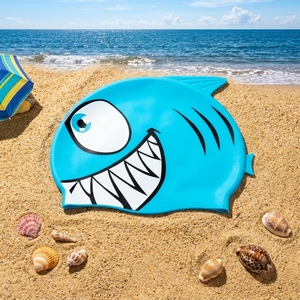 Bonnet de bain en silicone 100% haute élasticité avec logo personnalisé, motif poisson de dessin animé, ajustement confortable pour <span class=keywords><strong>cheveux</strong></span> courts, pour enfant - Product Image 2