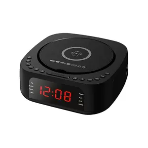 Bluetooth CD Boombox dengan Pengisian Nirkabel dan Jam & Alarm