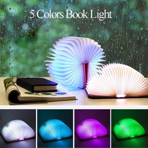 3D Creative LED Night Light USB Recharge 5 Colors Folding Book Light Wooden RGB <b>Table</b> Lamp Home Desk Decoration for Kids Gift - Product Image 2