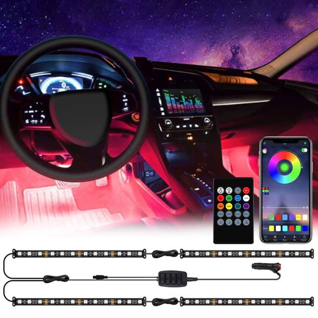 Car Decorative Atmosphere APP Control 48leds RGB 22cm Waterproof Interior Rgb Foot Well Lights