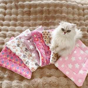 Estera de cama de gato de felpa ultrasuave con bonitos estampados, jaula de lana para perros, almohadilla para perrera, lavable, gruesa para gatito y cachorro - Product Image 3