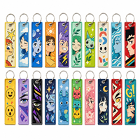 Porte-clés personnalisé en tissu tissé avec texte brodé, anneau fendu, vente en gros, ensemble cadeau souvenir d'entreprise