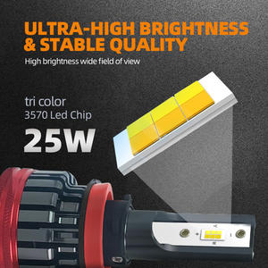 Ampoules de phare LED SFIDA <span class=keywords><strong>M1</strong></span> à trois couleurs commutables 6000K/4300K/3000K H4/H7/9005 25W 2500 Lumens Ajustement universel 18 mois - Product Image 4