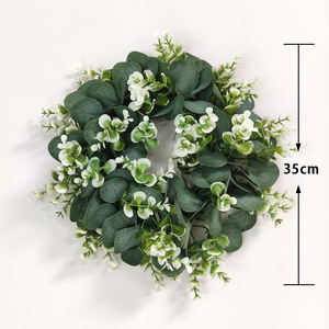 Eucalyptus Money Grass Lavender Artificial Flower Wreath Grass Door Ring Wedding Outdoor <b>Wall</b> Hanging <b>Decoration</b> - Product Image 6