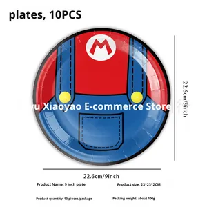 Ensemble de fête d'anniversaire pour enfants sur le thème de <span class=keywords><strong>Mario</strong></span> Party avec assiettes en papier, gobelets et serviettes - Décorations de jeu <span class=keywords><strong>Super</strong></span> <span class=keywords><strong>Mario</strong></span> très vendues - Product Image 3