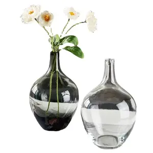 Nieuwe Mode Gekleurde Glazen Vaas Moderne Grey Clear Vazen Goedkope Bloem Glazen Vaas Fabriek Direct Prijs Groothandel