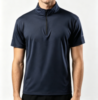 T-shirt de sport pour homme à col montant 1/4 zip, manches courtes, séchage rapide, en coton Spandex 160 GSM, avec logo personnalisé, certifié SGS