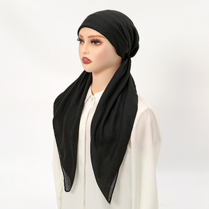 Vendita calda da <span class=keywords><strong>donna</strong></span> a coda lunga viscosa Hijab in tinta unita elastico corda sciarpa musulmana berretto etnico <span class=keywords><strong>bandane</strong></span> - Product Image 4