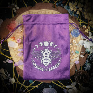 Yeni tasarım <span class=keywords><strong>Tarot</strong></span> kart çantası mor siyah İpli kadife zar kristal depolama kadife promosyon çanta - Product Image 4