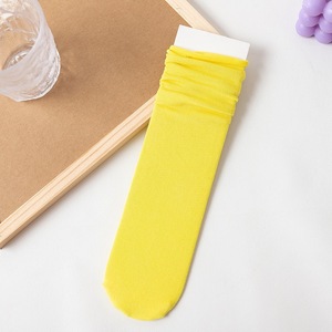 Women's 20-Color Slouch <b>Socks</b> Summer Thin Ice <b>Silk</b> Solid Color Mid-Calf Combed Cotton <b>Socks</b> - Product Image 4