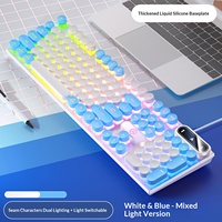 YINDIAO K600 104 Key Wired Gaming Keyboard Retro Round Keycaps Mechanical Feel Rainbow Backlit for PC Laptop