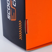 Caja de Envío Personalizada con Logotipo, Exterior Negro, Interior Naranja, Impresión, Caja de Cartón Corrugado Reciclado, Embalaje Personalizado