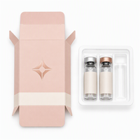 Boîte d'emballage pour flacons de peptides, 2 flacons, boîte en papier avec insert en plastique, fenêtre découpée, estampage à chaud, boîte pour flacons cosmétiques lyophilisés
