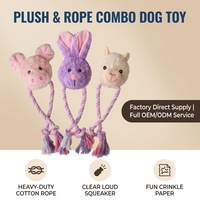 Jouets à mâcher pour chien durables, écologiques, en peluche, avec couineur et corde en coton amovible, personnalisation OEM ODM, fabricant, vente en gros