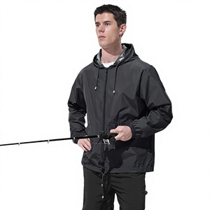 Blouson coupe-vent unisexe noir léger, veste décontractée coupe régulière en polyester couleur unie, nylon Swishy, LOGO personnalisé - Product Image 1