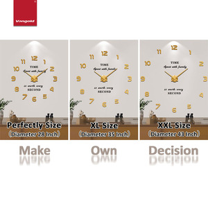 Horloge murale moderne dorée en acrylique de 120 cm, grande, silencieuse, sans cadre, surface miroir 3D, à quartz analogique, fonctionnant à piles, pour chambre à coucher et décoration intérieure - Product Image 4