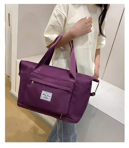 Hot Sale Durable Large Capacity Foldable Denim Duffle <b>Bag</b> Customized Logo Waterproof Zipper Closure Unisex Adjustable Strap - Product Image 6