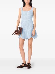 Vestido Leduo Personalizado para Mujer, Color Azul Claro, Sin Mangas, Cuello en U, Tejido de Ganchillo, Corte Evase, Largo por Encima de la Rodilla, para Verano, Casual, Vacaciones - Product Image 3