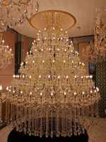 Lustre en cristal Maria Theresa classique doré moderne, grands luminaires suspendus en cristal pour le hall d'hôtel, lampe suspendue au plafond