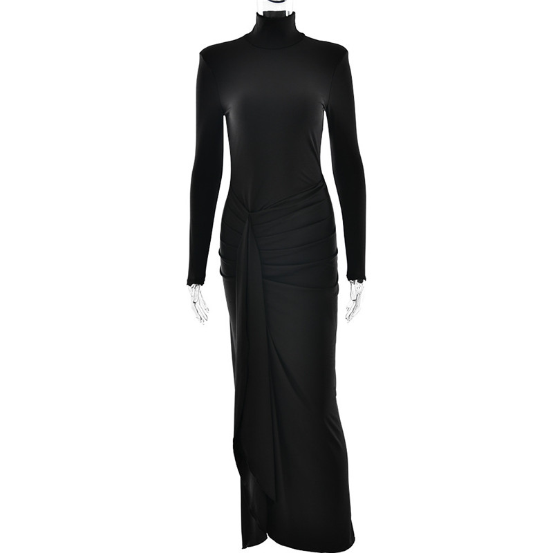 Elegant High Neck Long Sleeve Bodycon Maxi Dress for Women - Perfect Casual Party Attire, Available in Various Styles Elegant High Neck Long Sleeve Bodycon Maxi Dress for Women - Perfect Casual Party Attire, Available in Various Styles