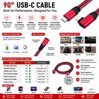 Cable USB 3.2 Gen 2x2 Tipo C a C LUNG KAY, 20Gbps, PD 100W, 5A, Carga Rápida, Video 4K 144Hz, para Steam Deck, Switch, Laptop