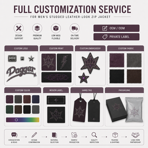 Giacca in Pelle Streetwear di Tendenza, Vintage, Lavaggio Acido, Personalizzata, Stile Varsity, Effetto Consumato, Viola, con Ricami e Borchie - Product Image 6