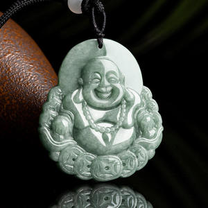 Pendentif Bouddha en jadéite naturelle vert pois, UNISEXE, style bouddhiste chinois, cadeau avec certificat d'évaluation FG30 - Product Image 2