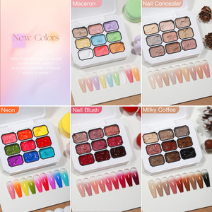 Gel de peinture à ongles solide 9 grilles, sans essuyage, haute pigmentation, pour effet blush dégradé et estompé, vente en gros - Product Image 3