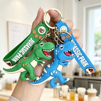 Porte-clés en silicone dinosaure T-Rex de dessin animé créatif et mignon, le plus populaire de 2026, pour sac d'école d'étudiant