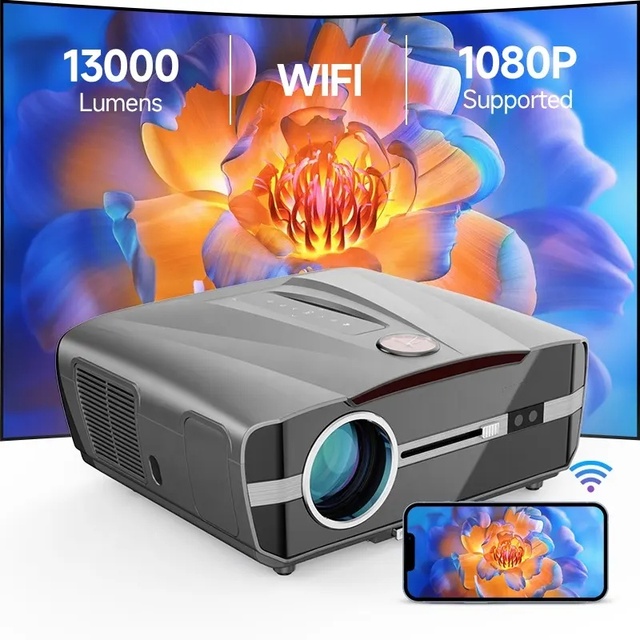 New Design Smart LCD LED Projector OEM/ODM Support 4K 5G Dual-Band WiFi 16G Android 9 7-Layer Lenses Portable 1850ANSI Lumens