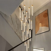 JYLIGHTING Lustre suspendu en cristal en spirale moderne personnalisé pour plafond haut, luminaire pour escalier, villa, hôtel