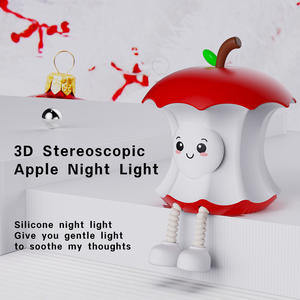 Apple Shaped Tap <b>Light</b> Soft Silicone Bedside Night <b>Light</b> Rechargeable <b>LED</b> Touch Lamp Cute Halloween Christmas Gift for Boys Girl - Product Image 4