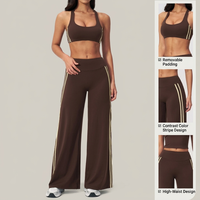 Conjunto de Yoga sin Costuras, Conjunto de Yoga Moldeador sin Costuras para Mujer, Leggings Suaves con Corte Acampanado, Cintura Alta, Secado Rápido, Transpirable, 2 Piezas