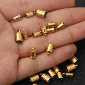 Cierre de cadena cilíndrico de acero inoxidable chapado en oro para pulsera, collar, accesorios de bricolaje. - Product Image 2
