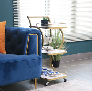 Simple and Modern Hair Salon Shop Special Trolley <strong>Cart</strong> <strong>Gold</strong> and Silver Stainless Steel Material - Product Image 2
