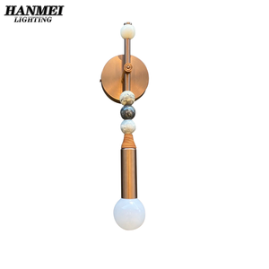 <b>Light</b> Luxury Marble All-Copper Modern LED E26 <b>Wall</b> Lamp for Bedroom Villa Bedside Model HM-Bead <b>Wall</b> Lamp <b>Wall</b> Mounted Lamp HM-B - Product Image 1