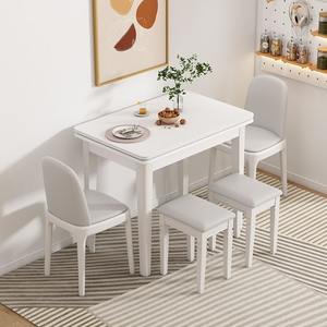 Set <span class=keywords><strong>da</strong></span> Pranzo Moderno Pieghevole con Gambe in Legno Massello, <span class=keywords><strong>Tavolo</strong></span> <span class=keywords><strong>da</strong></span> Cucina Allungabile per <span class=keywords><strong>4</strong></span> Persone - Product Image 2