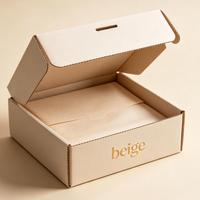 Boîtes d'expédition personnalisées en carton ondulé beige avec logo doré pour petites entreprises