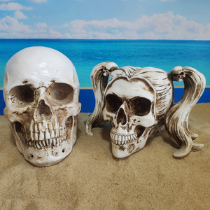 Modèle de <span class=keywords><strong>crâne</strong></span> humain en résine 1:1, tête de squelette simulée, ornement, décoration de fête d'Halloween, accessoire de photographie - Product Image 3