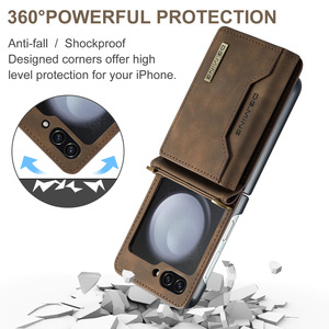 Leyi Đa Màu Sắc Trở Lại Trường Hợp Từ Ví Da Điện Thoại Drop Shipping Resistance Điện Thoại Bìa Đối Với Samsung Galaxy Z Lật 3 4 5 Di Động Trường Hợp - Product Image 4