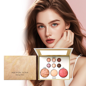 Kit de Maquillaje en Polvo Radiante con Acabado Brillante, Sombra de Ojos, Contorno, Rubor, Iluminador, Realce de Surcos, Multifuncional, Oscuro/Claro - Product Image 1