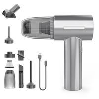 Aspirateur de voiture sans fil portable, super puissant 12000Pa, rechargeable USB, moteur sans balais, aspiration/soufflage intégrés 5 en 1
