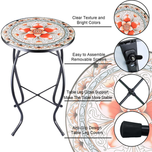 Đồ Nội Thất Sân Vườn Vòng Nhà Máy Đứng Màu Hồng Hoa Kham Thủy Tinh Hàng Đầu Patio Bàn Cà Phê - Product Image 5