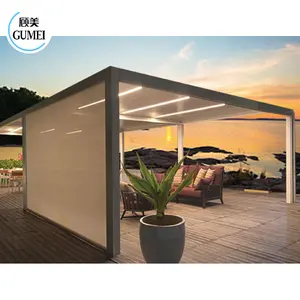 อลูมิเนียม Pergola ศาลาชัตเตอร์แบบใช้มอเตอร์พร้อมโรงงานชัตเตอร์ สถาปัตยกรรมสวนสมัยใหม่ อลูมิเนียม Pergola กลางแจ้ง