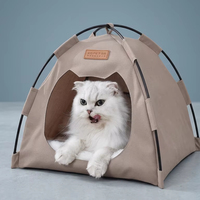 Lit-tente pour chat respirant en tissu Oxford à motif de dessin animé, toutes saisons, fermé, détachable, portable et pliable