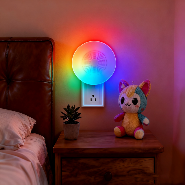 Modern Smart Round LED Night Light RGBIC 24 Colors Remote Control 17 Functions Eco-Friendly for Home Atmosphere