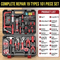 Juego de Herramientas Manuales de 101 Piezas para Electricistas y Trabajos de Carpintería con Estuche de Plástico
