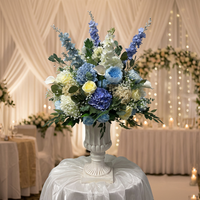 Offre Spéciale : Bouquet d'hortensias artificiels, fleurs naturelles et artificielles au toucher réel, boule de fleurs sauvages blanches et bleues, lys calla, centre de table de mariage