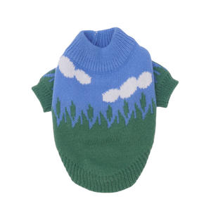 Fresh Print Blue Pet Sweater <b>Dog</b> Cozy <b>Jumper</b> Soft Warm Autumn Winter Pet Clothes for <b>Small</b> Medium <b>Dogs</b> - Product Image 3