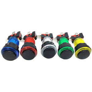 Kit de Botones de Repuesto para Máquinas de Juegos Arcade que Funcionan con Monedas, Botón de Presión con Tapa Negra, Iluminación LED, Interruptor Miro - Product Image 1